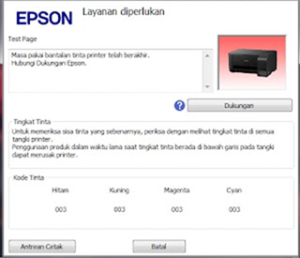 Masa pakai bantalan tinta printer telah berakhir. Hubungi Dukungan Epson 